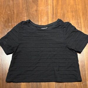 Topshop Black Textured Crop Top
